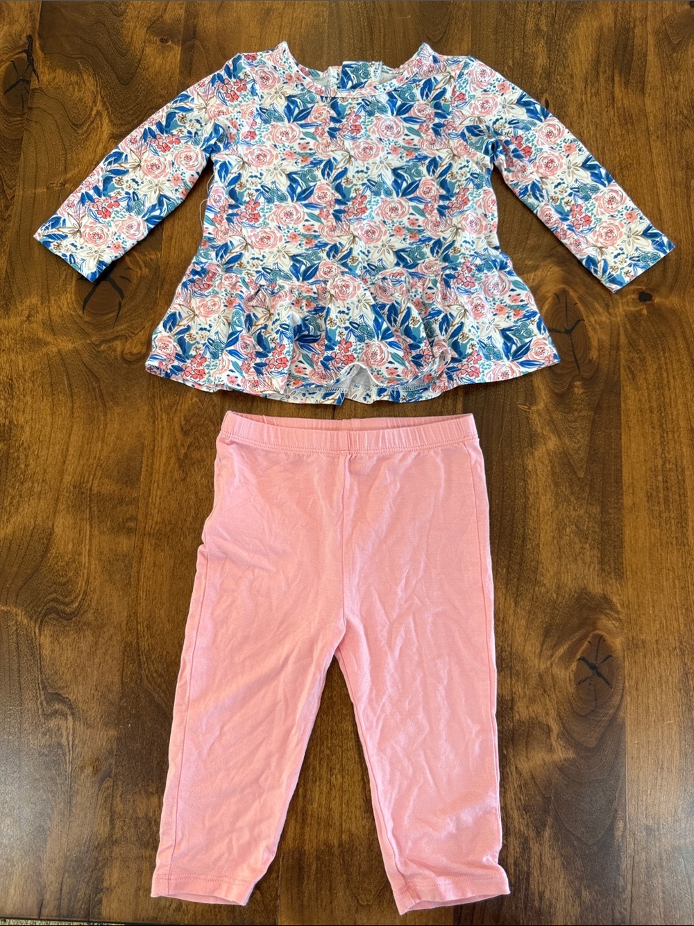 Magnetic Me Pink and Blue Floral Peplum Top